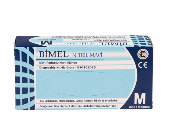 Bimel Mavi Nitril Muayene Eldiveni 20 Adet L